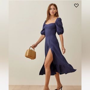 Reformation Belgium Linen Dress- Navy - new with tag never been worn